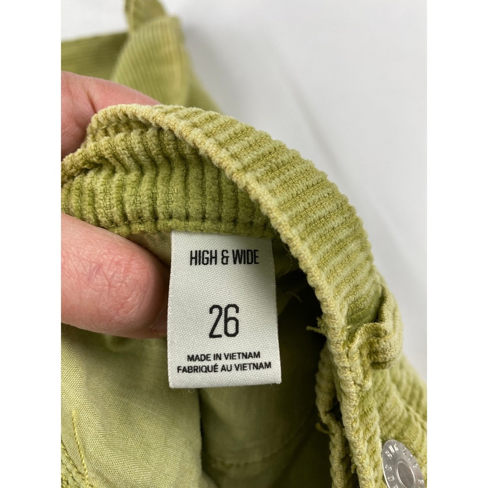 BDG High and Wide Leg Pants Women's Size 26 Green Corduroy - Flawed - Picture 11 of 16